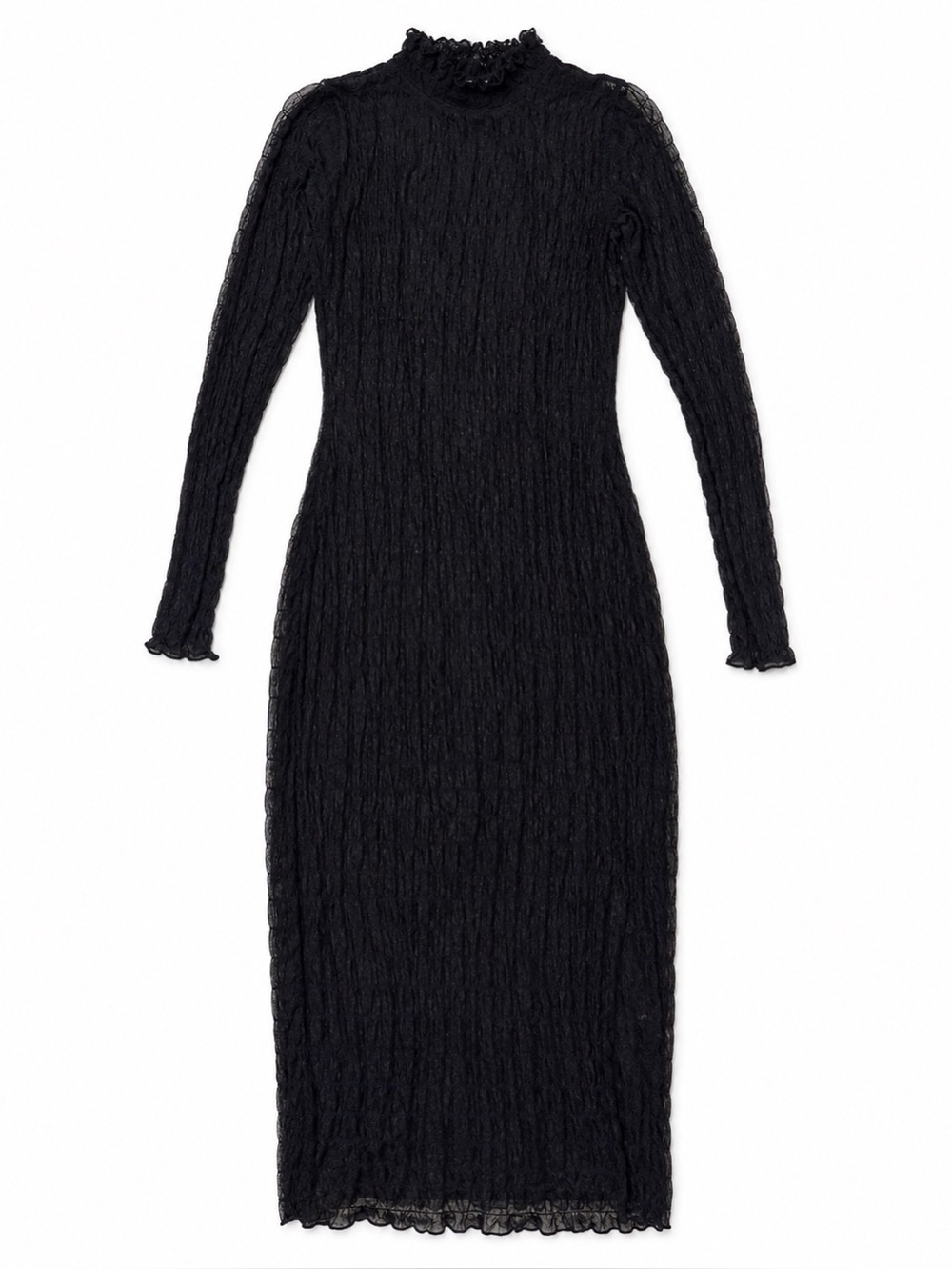 Disturbia Black Gothic Textured Mesh Bodycon Midi Dress | UK 8 / US 4